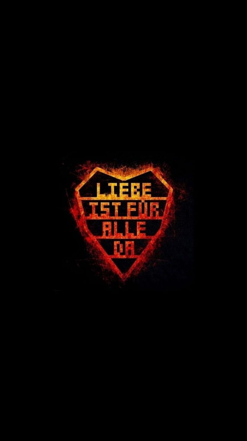 Liebe ist für alle da, Rammstein, Herz, Neon, Schwarzer Hintergrund, Sperrbildschirm fürs iPhone