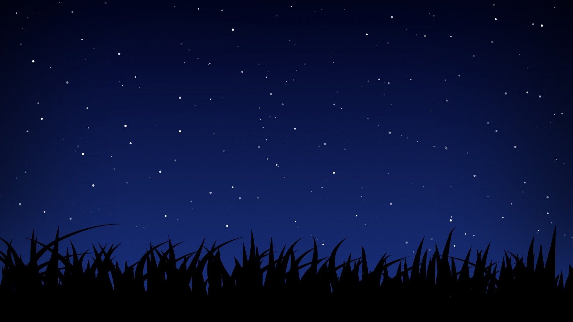Sternenhimmel, Nacht, Gras, Silhouette, Dunkelblau, Full HD, Desktop-Hintergrund für Windows