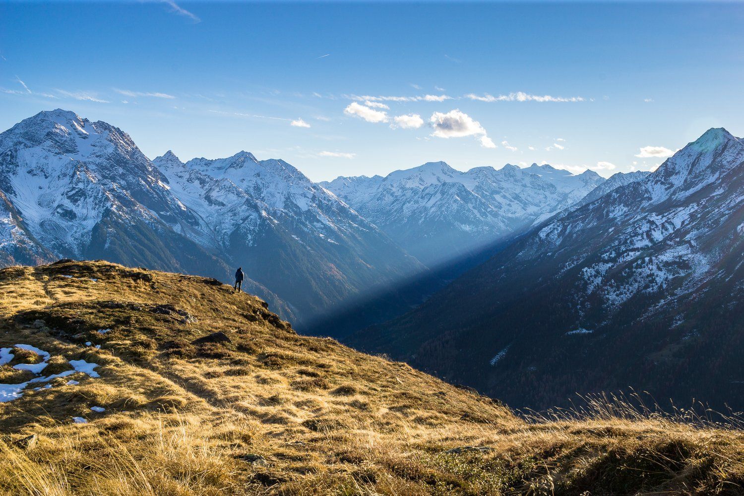 Alpen, Wanderer, Bergkamm, Tal, Herbst, HD, Desktop-Hintergrund für Windows