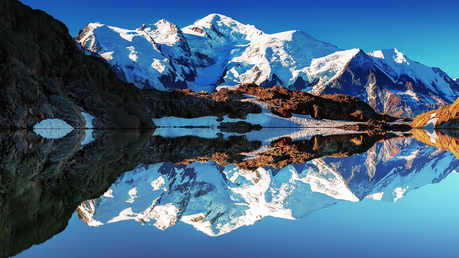 Mont Blanc, Lac Blanc, Spiegelung, Schneegipfel, Frankreich, HD, Breitbild-Hintergrundbild