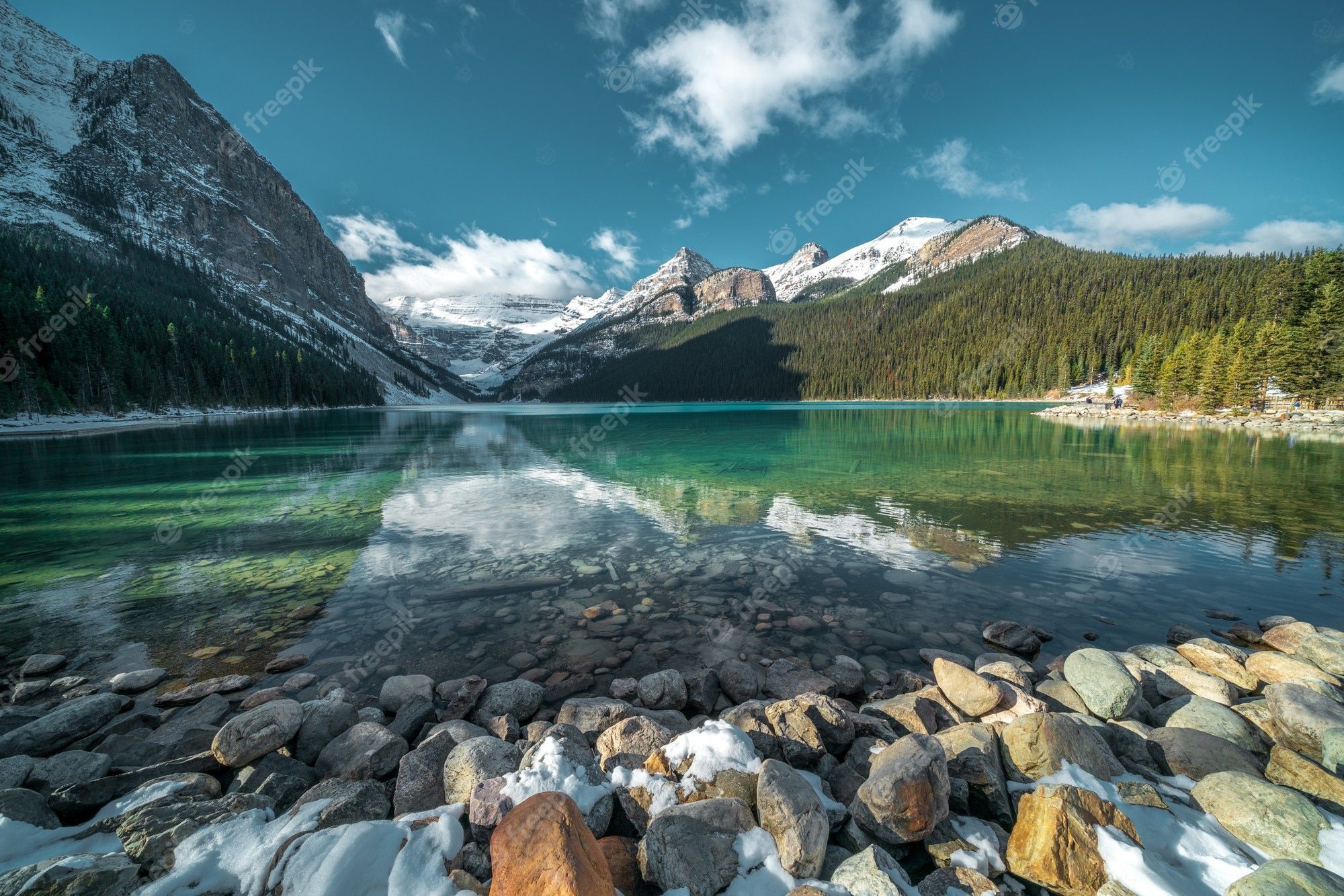 Lake Louise, Banff-Nationalpark, Kanada, Bergsee, Spiegelung, Full HD, PC-Hintergrundbild
