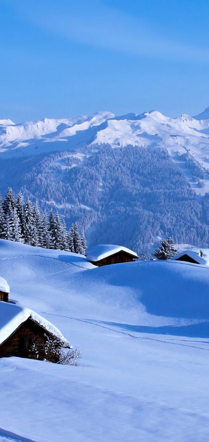 Alpen, Berghütten, Schnee, Winter, Schneegipfel, HD, Sperrbildschirm fürs iPhone