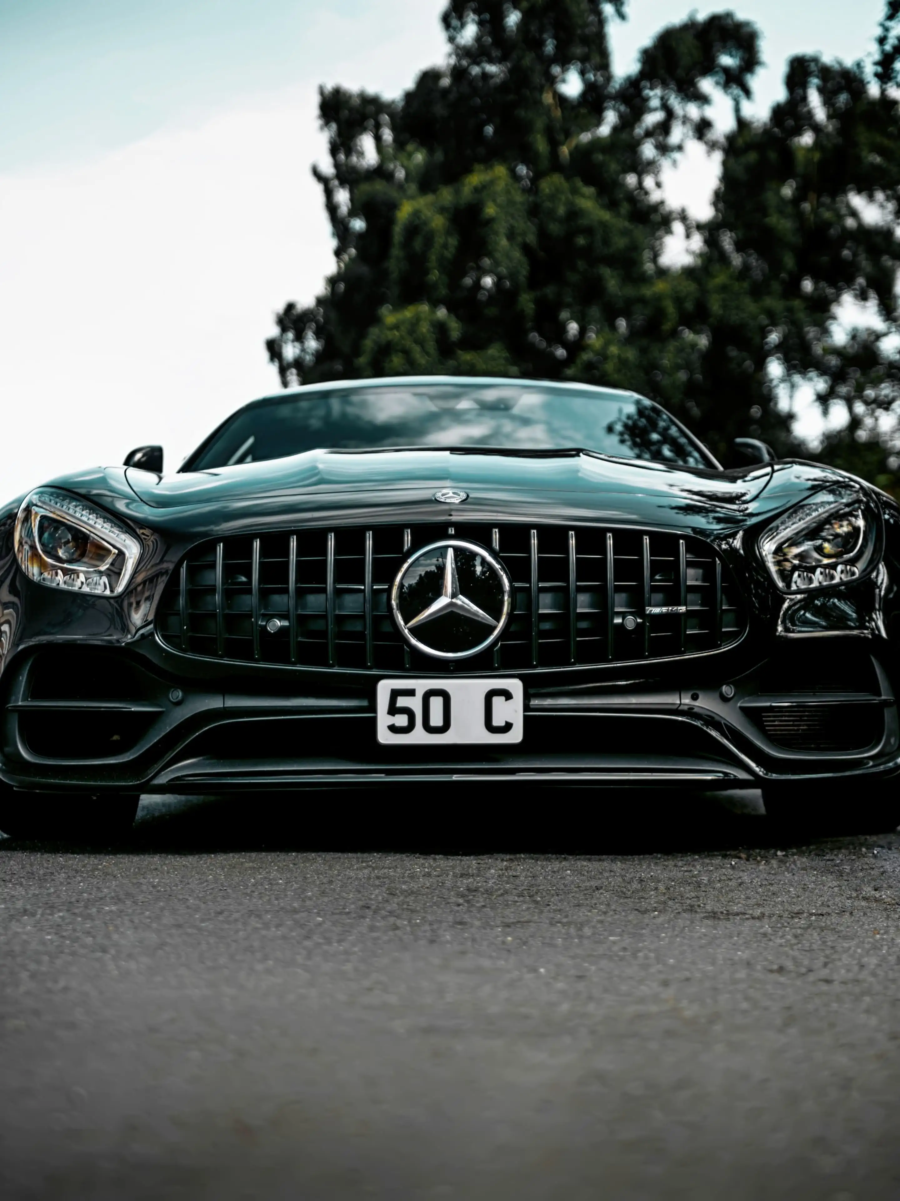 Mercedes-AMG S-Klasse Coupé, Mercedes-Benz, Schwarzes Auto, Kühlergrill, Frontansicht, iPad-Hintergrundbild