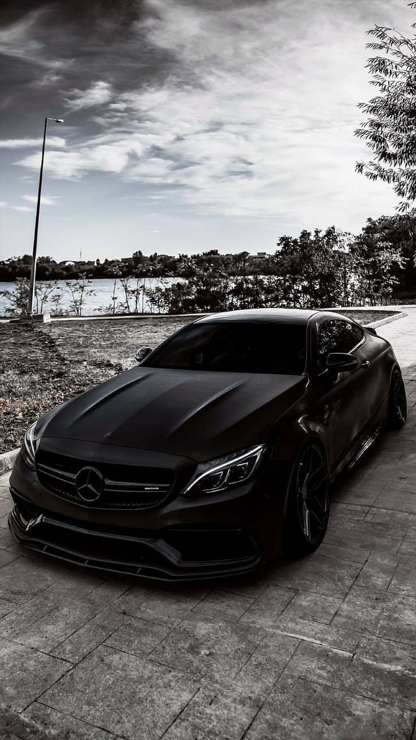 Mercedes-AMG S-Klasse Coupé, Mercedes-Benz, Schwarzes Auto, Schwarz-Weiß, Hintergrundbild fürs Handy
