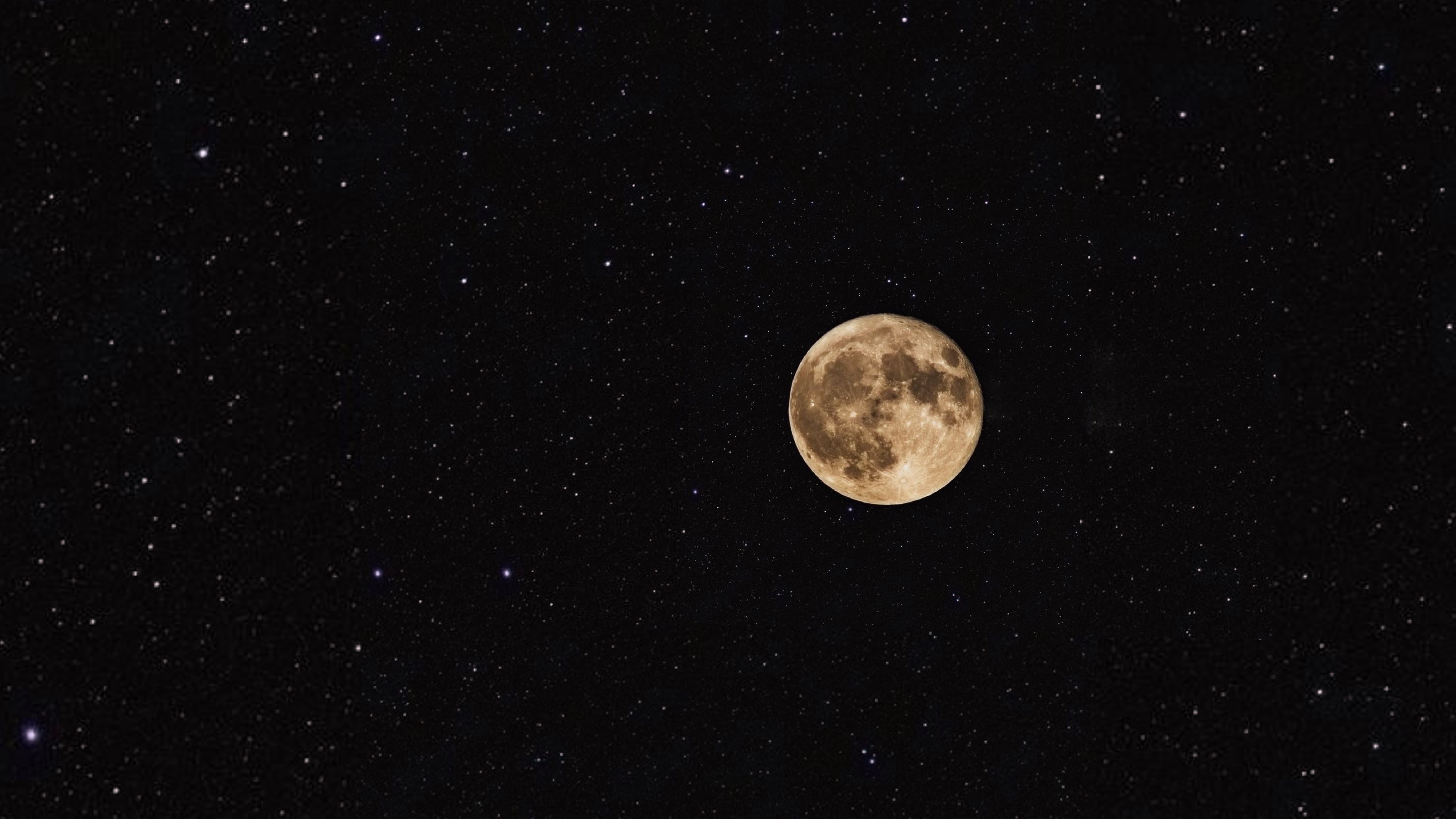 Vollmond, Sternenhimmel, Nacht, Schwarzer Hintergrund, 5K Wallpaper