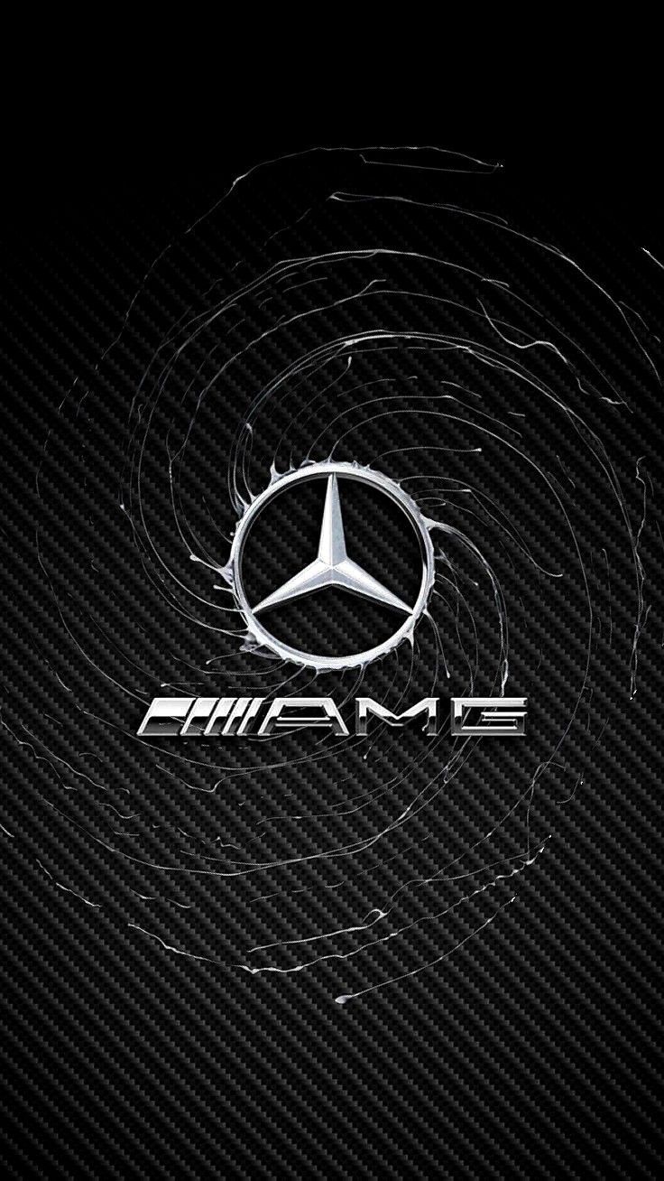Mercedes-AMG-Logo, Mercedes-Stern, Mercedes-Benz, Schwarzer Hintergrund, Carbon, Sperrbildschirm