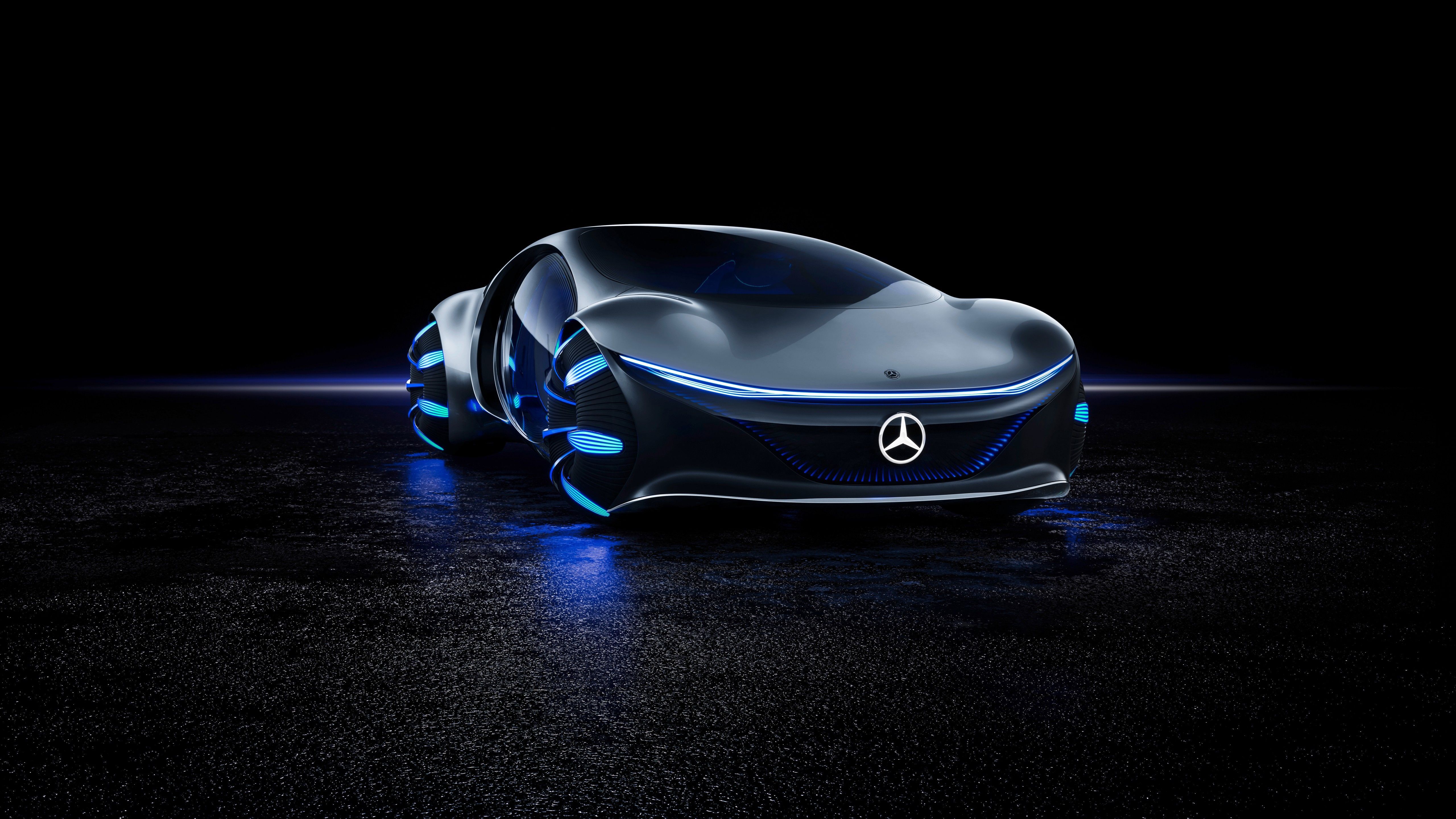 Mercedes-Benz Vision AVTR, Mercedes-Benz, Konzeptauto, Blaues Licht, Futuristisch, Dunkel, 5K-PC-Hintergrundbild