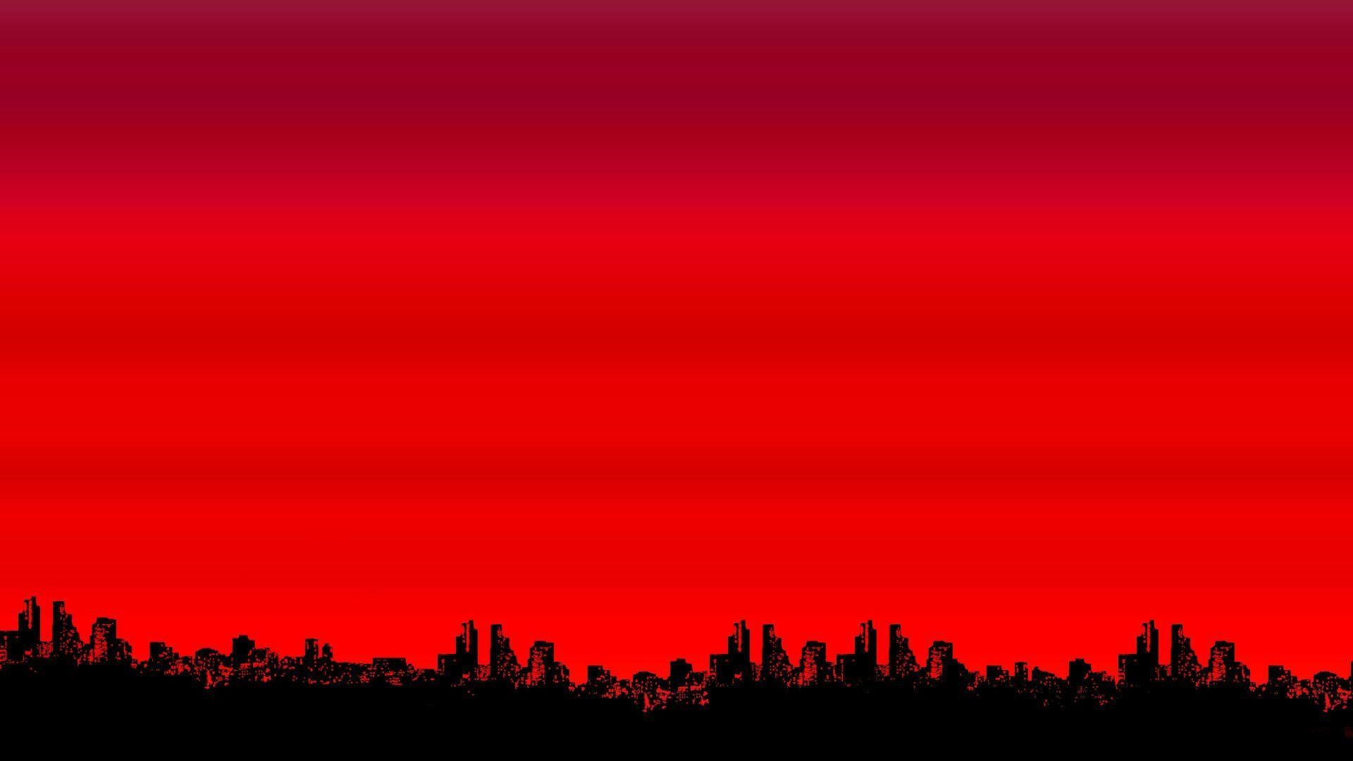 Roter Himmel, Wald, Silhouette, Farbverlauf, 1920x1080, Full-HD-Hintergrundbild für PC