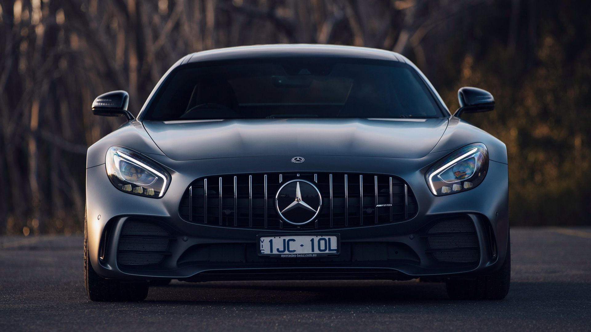 Mercedes-AMG GT R, Mercedes-AMG, Graues Auto, Frontansicht, Scheinwerfer, Sportwagen, 1080p-Hintergrundbild