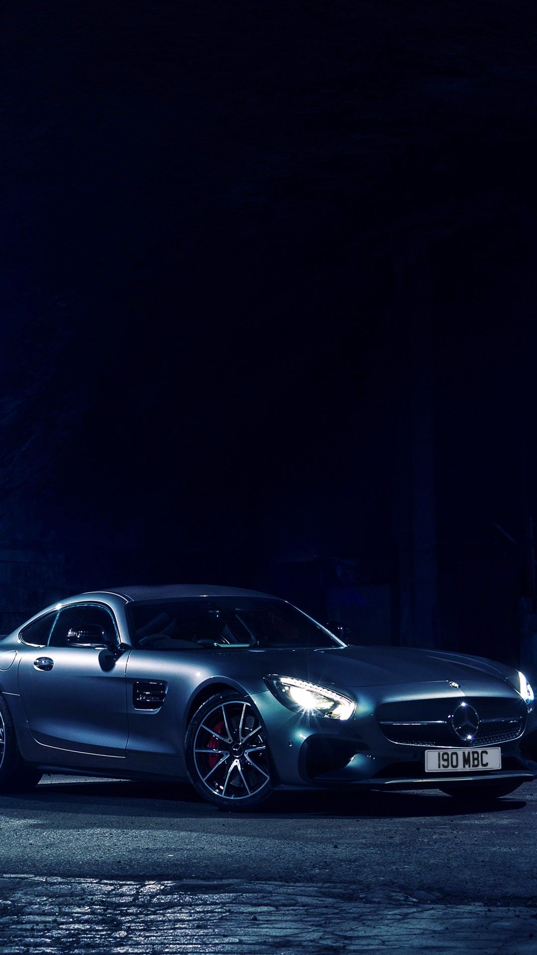 Mercedes-AMG GT, Mercedes-AMG, Graues Auto, Dunkelblau, Nacht, 1080x1920, Handy-Hintergrund