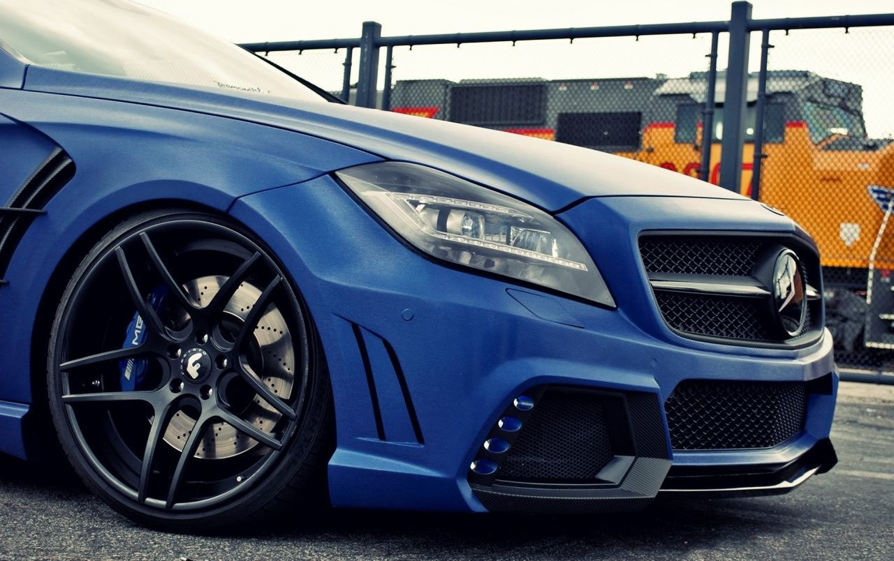 Mercedes-Benz CLS, Mercedes-Benz, Blaues Auto, Felge, Nahaufnahme, HD-Hintergrundbild für PC