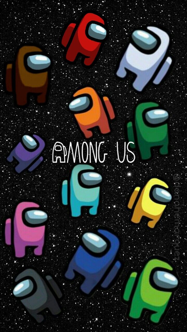 Among Us, Crewmates, Logo, Bunte Figuren, Weltraum, Muster, HD, iPhone-Hintergrundbild