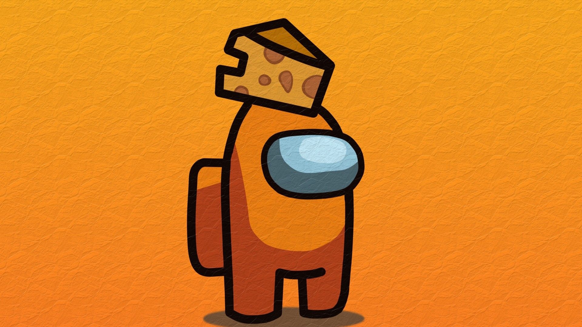 Among Us, Oranger Crewmate, Käsehut, Orangefarbener Hintergrund, Cartoon, Full HD Wallpaper