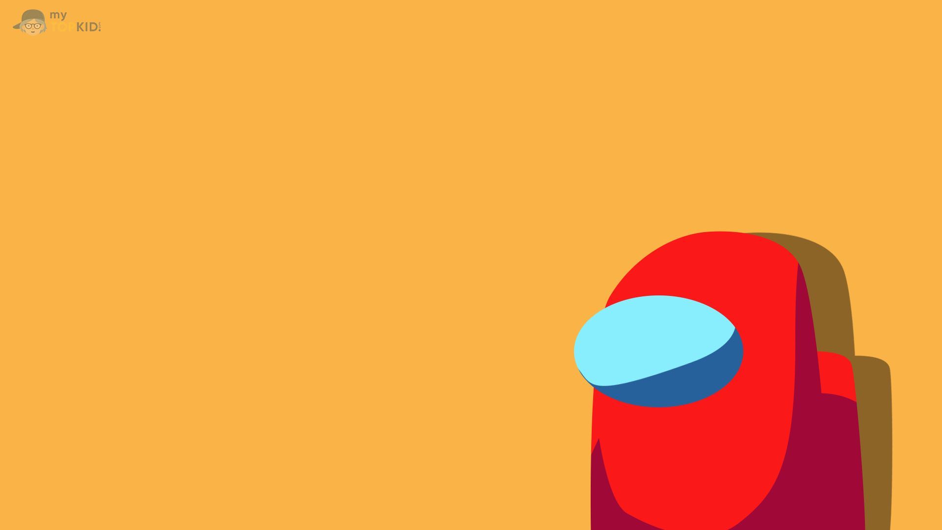 Among Us, Roter Crewmate, Orangefarbener Hintergrund, Minimalistisch, Full HD Wallpaper