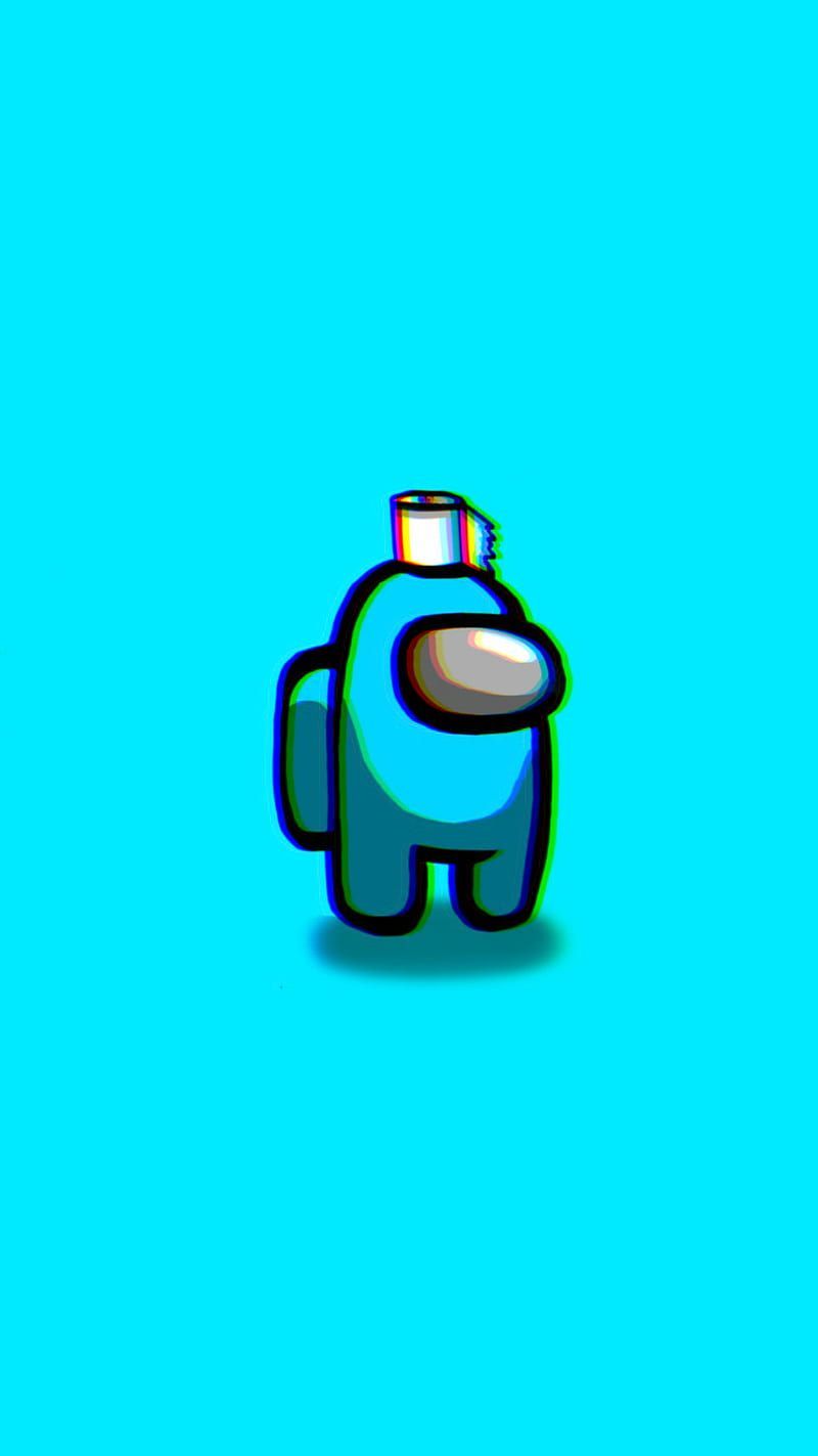 Among Us, Cyan-Crewmate, Hellblauer Hintergrund, Minimalistisch, Sperrbildschirm fürs iPhone