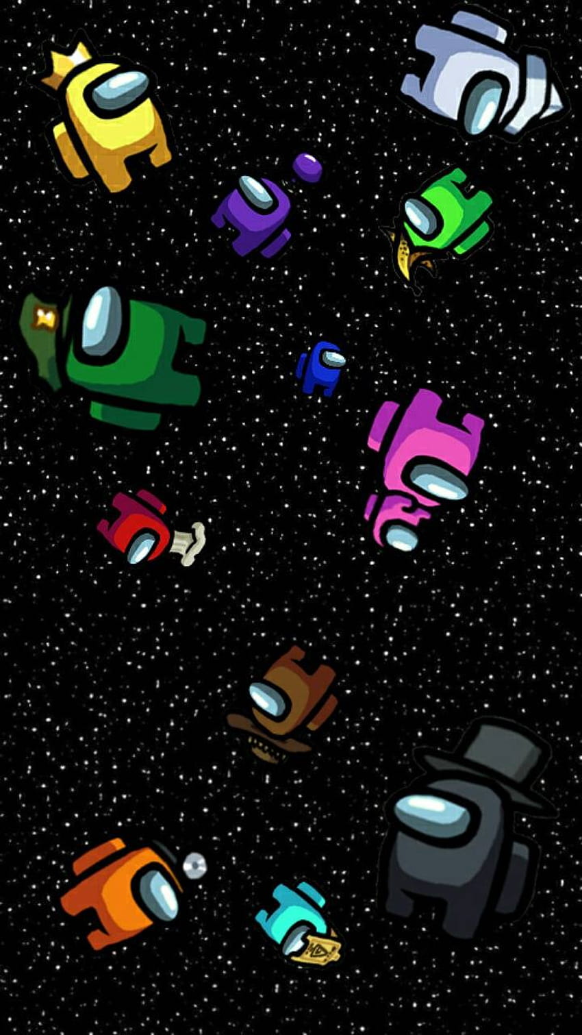 Among Us, Crewmates, Weltraum, Sterne, Schwebend, HD, Hintergrundbild fürs Handy