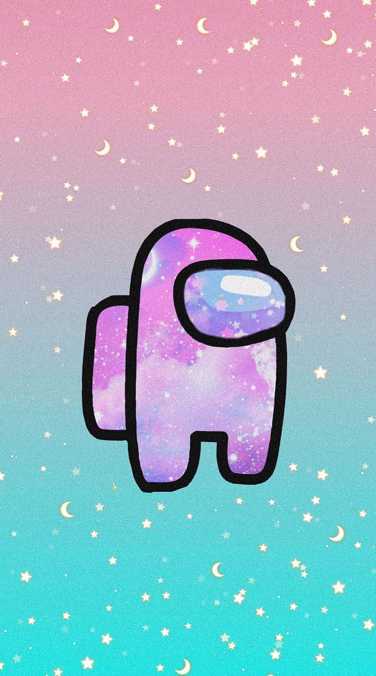 Among Us, Crewmate, Galaxie-Muster, Rosa, Türkis, Pastell, HD, Handy-Hintergrundbild