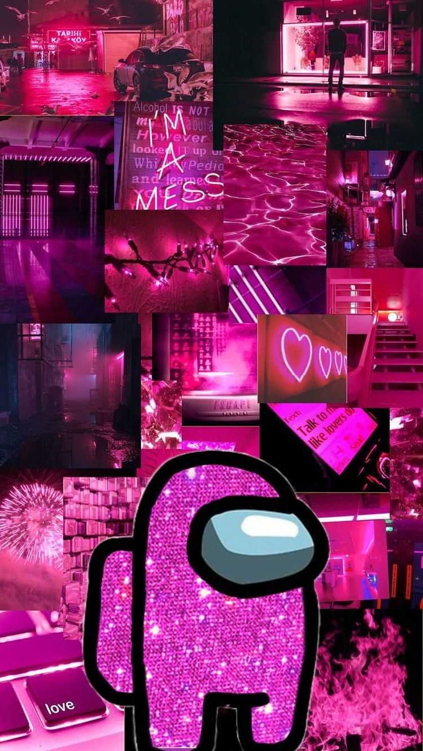 Among Us, Rosa Crewmate, Ästhetische Collage, Pink, HD, Sperrbildschirm fürs iPhone