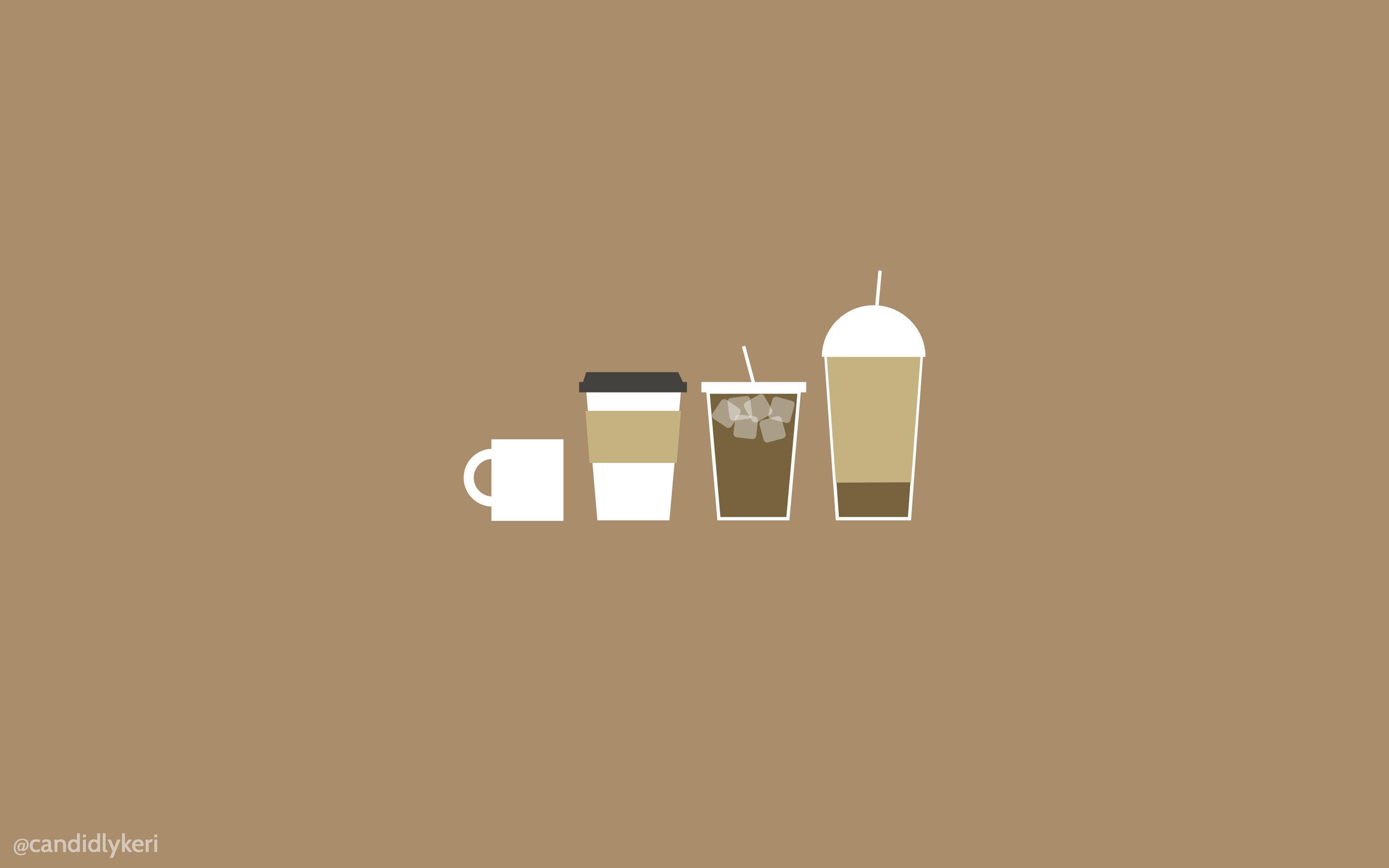 Kaffeebecher, Getränke, Icons, Brauner Hintergrund, Minimalistisch, 2K Wallpaper