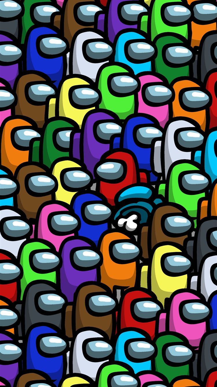 Among Us, Crewmates, Menge, Bunte Figuren, Muster, HD, Handy-Hintergrund im Hochformat