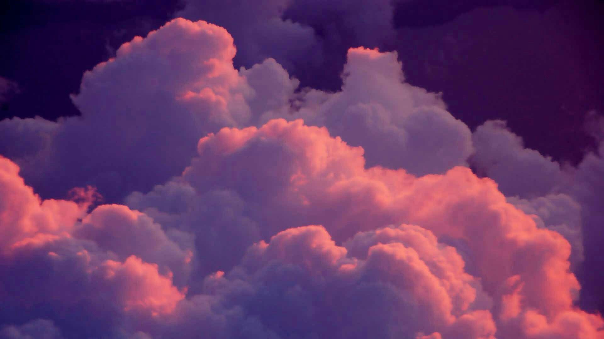 Wolken, Lila Himmel, Rosa Wolken, Dämmerung, 1920x1080, Full-HD-Hintergrundbild für PC