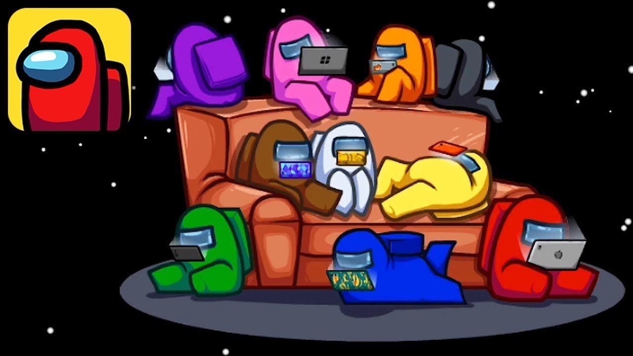 Among Us, Crewmates, Sofa, Videospiel, Schwarzer Hintergrund, HD Wallpaper