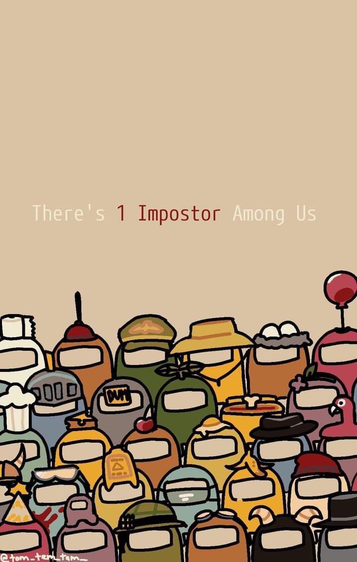 Among Us, There's 1 Impostor Among Us, Crewmates, Menge, Beiger Hintergrund, Sperrbildschirm