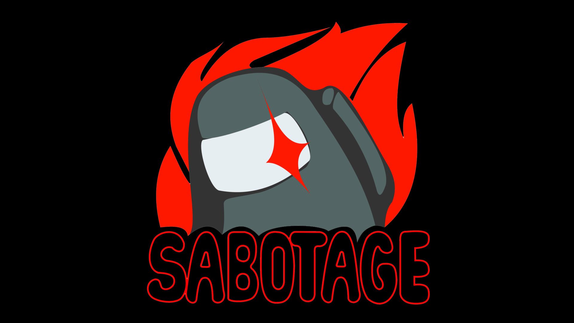 Among Us, Sabotage, Impostor, Flammen, Schwarzer Hintergrund, Full HD Wallpaper
