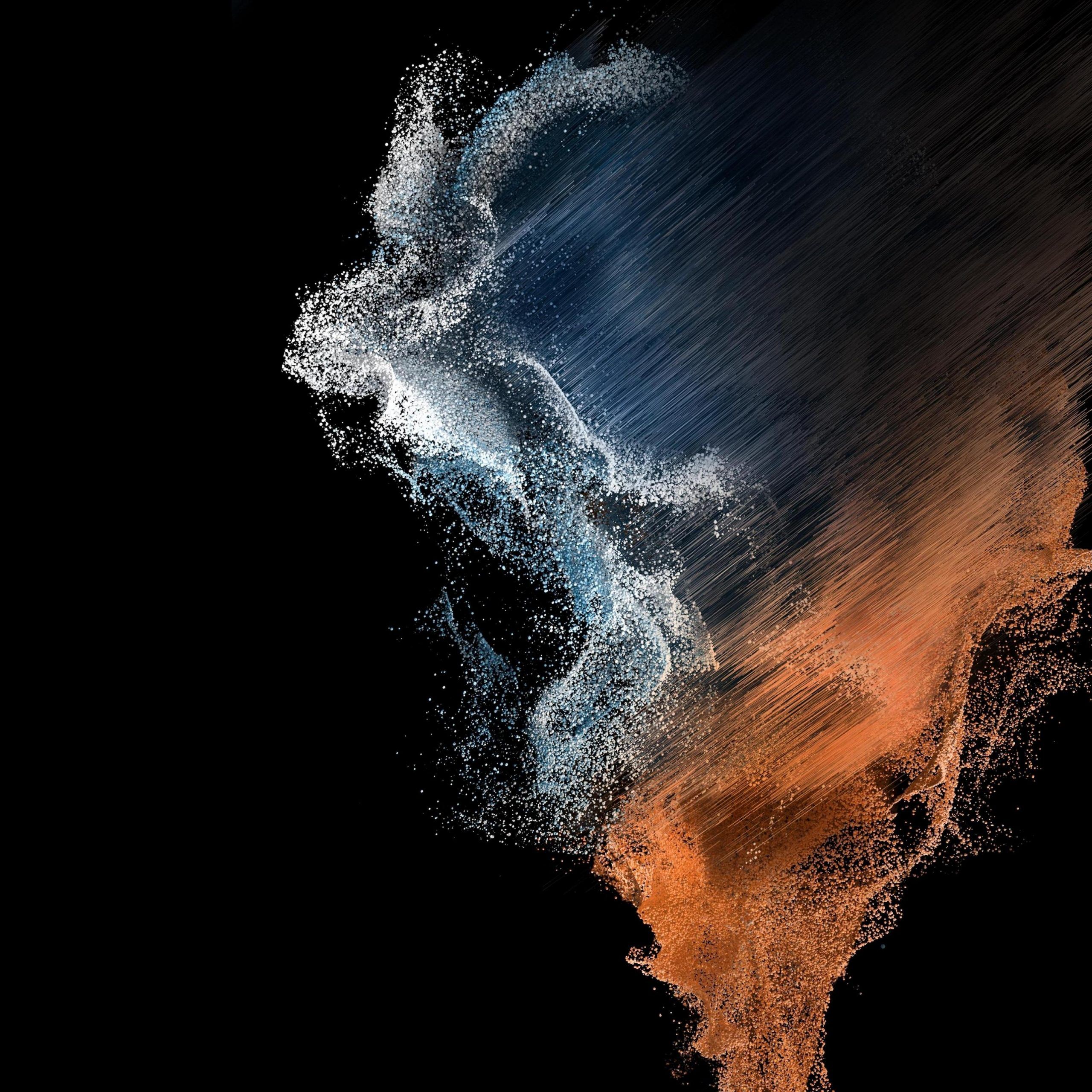 Partikel, Abstrakt, Staubwolke, Schwarzer Hintergrund, Orange, 2K Wallpaper