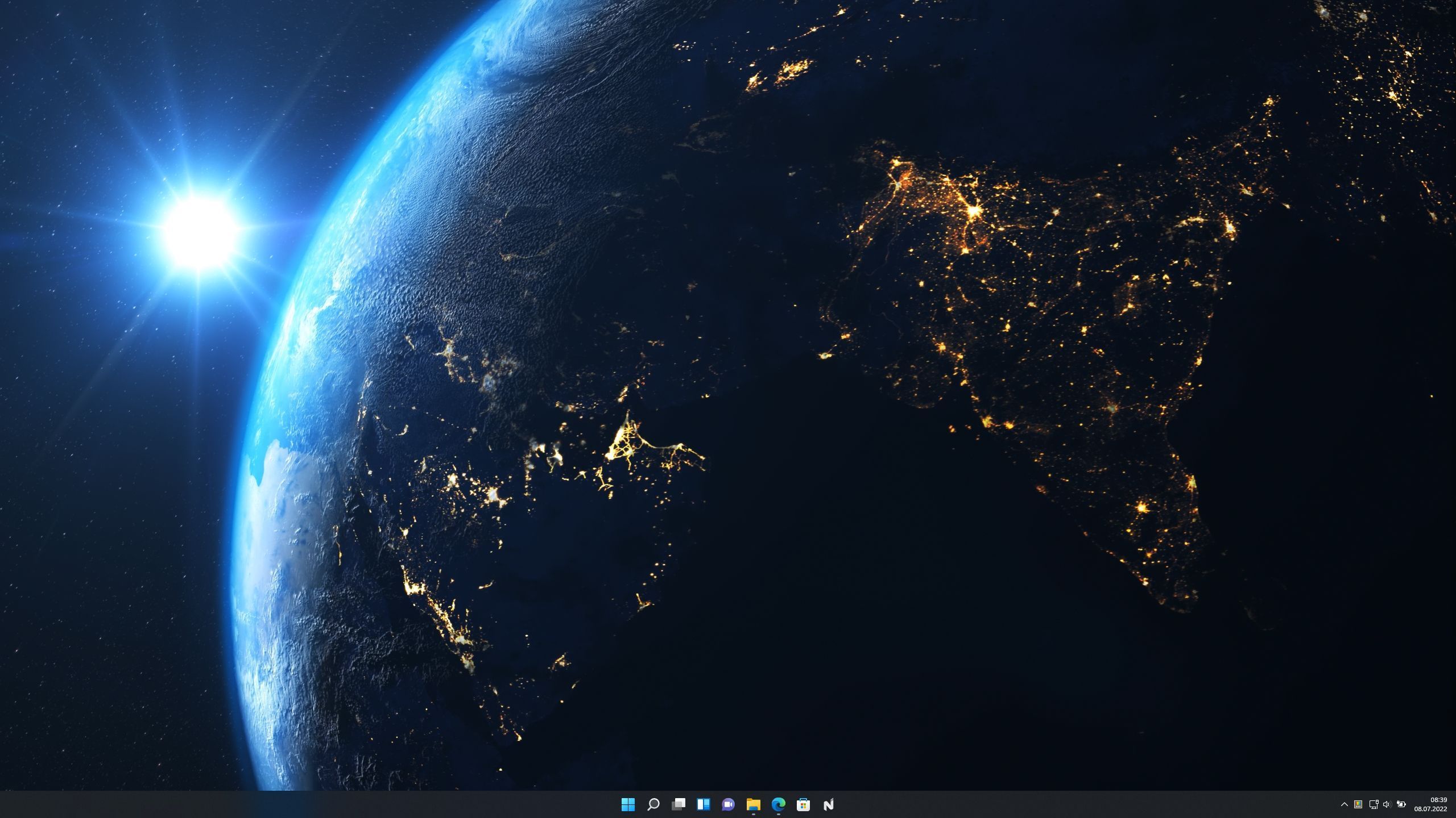 Erde, Weltraum, Stadtlichter, Nacht, Sonne, 2560x1440, 2K-Hintergrundbild für PC