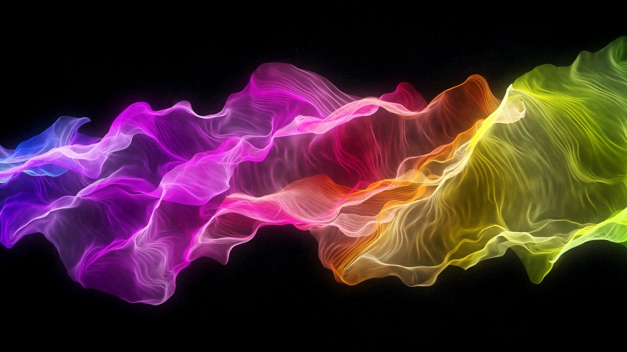 Rauchwellen, Regenbogenfarben, Abstrakt, Schwarzer Hintergrund, HD Wallpaper