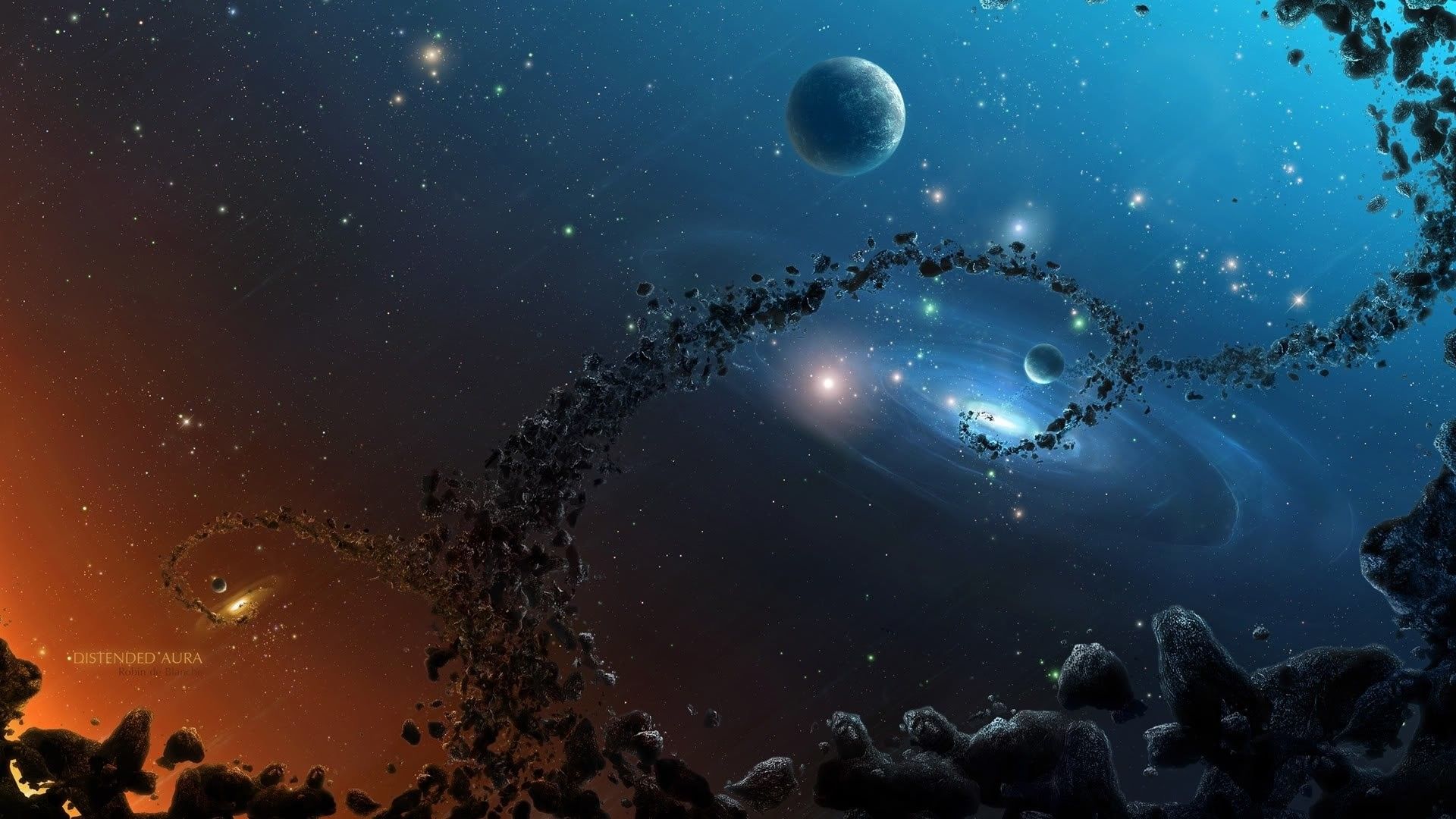 Weltraum, Planeten, Asteroiden, Galaxie, Science-Fiction, Full HD, Desktop-Hintergrund