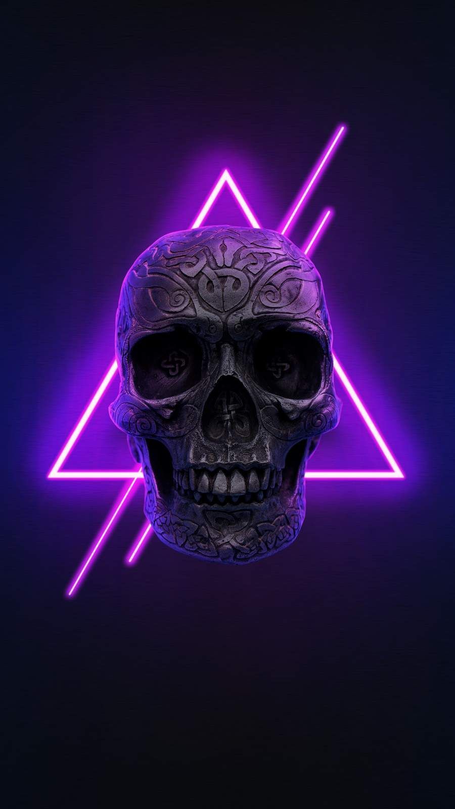 Totenkopf, Dreieck, Lila, Schwarzer Hintergrund, Düster, Sperrbildschirm fürs iPhone