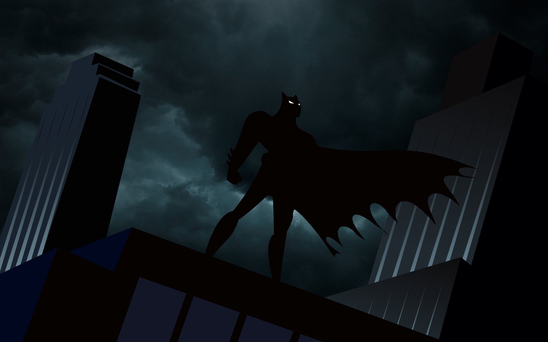 Batman, Silhouette, Gotham City, Wolkenkratzer, Dunkel, Full HD, Desktop-Hintergrund für Windows