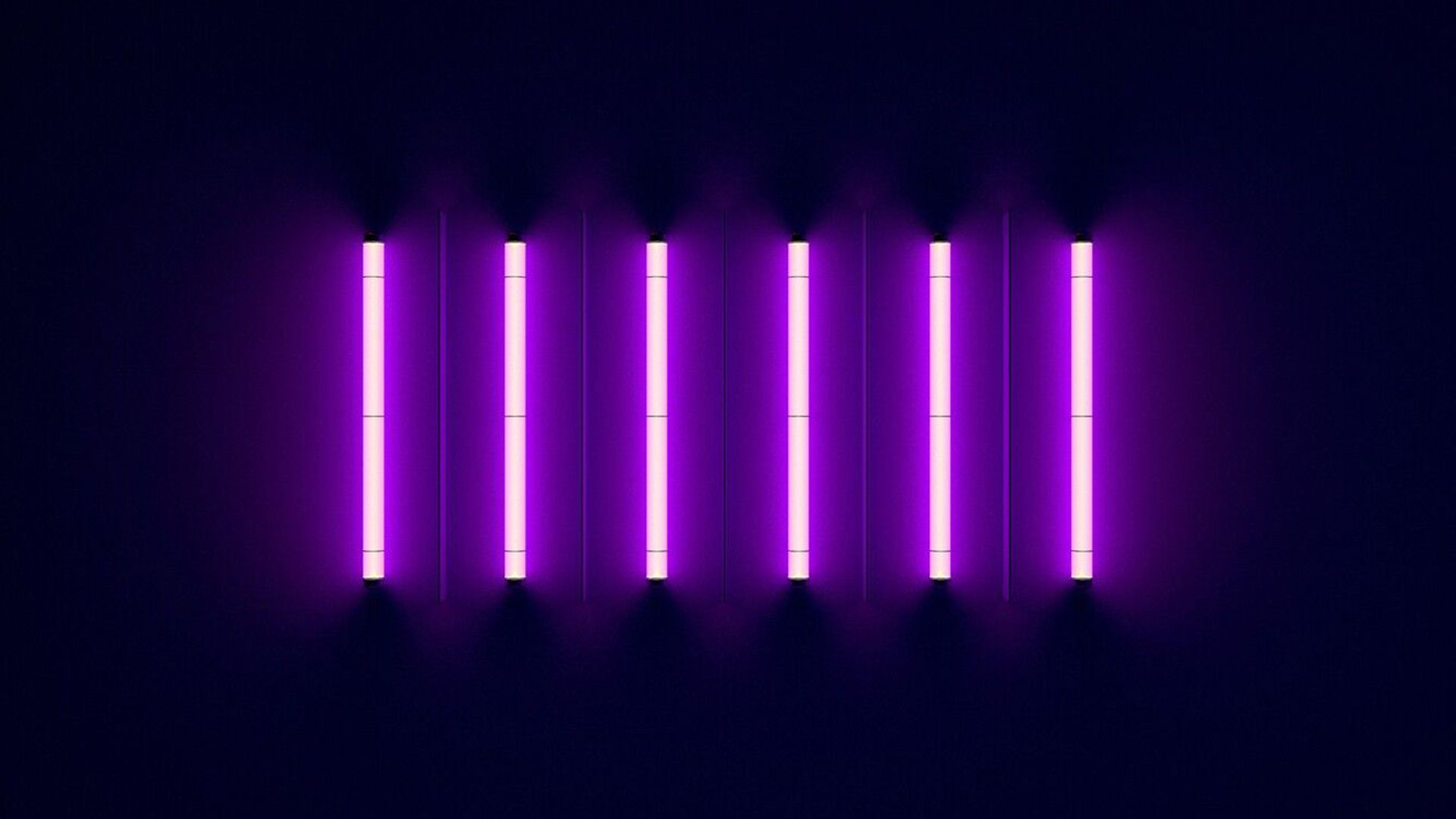 Neonröhren, Lila Licht, Dunkler Hintergrund, Minimalistisch, Full HD Wallpaper