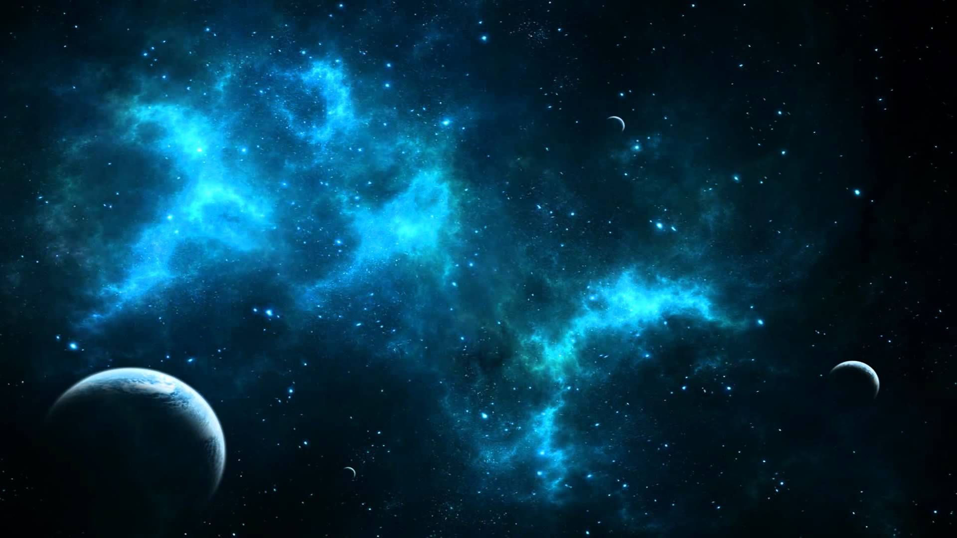 Weltraum, Blauer Nebel, Planeten, Sterne, 16:9, Full-HD-Hintergrundbild für den Desktop