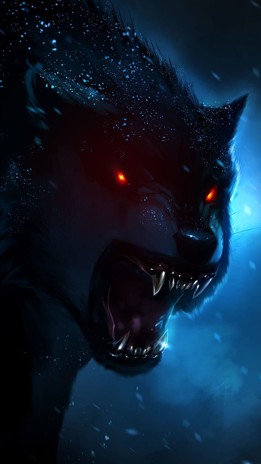 Wolf, Rote Augen, Knurren, Dunkel, Fantasie, HD, Sperrbildschirm fürs iPhone