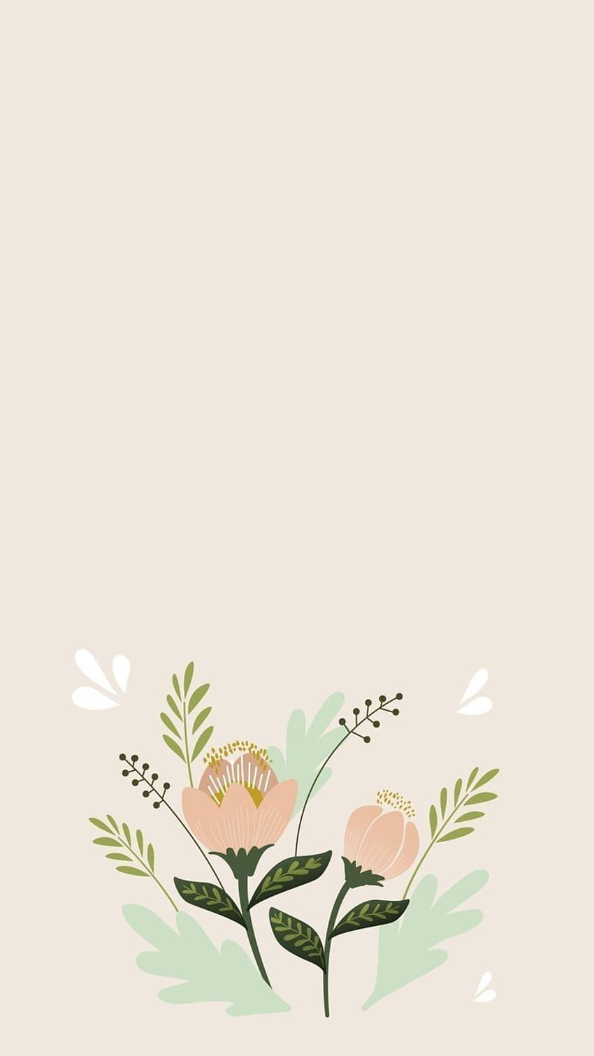 Blumen, Illustration, Tulpen, Pastell, Cremefarbener Hintergrund, Sperrbildschirm fürs iPhone