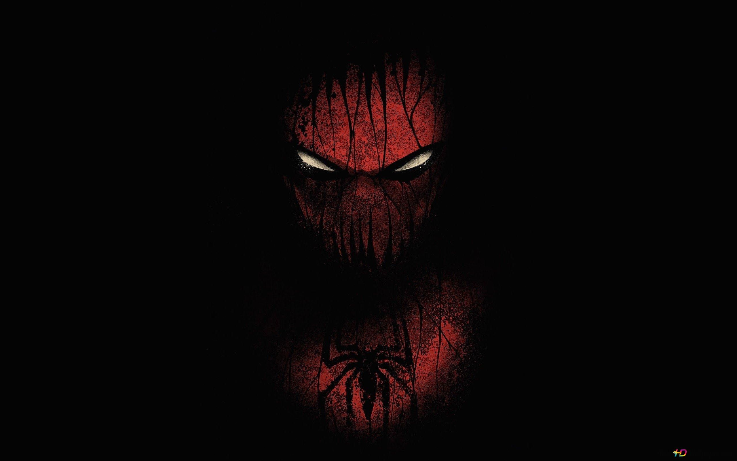 Spider-Man, Maske, Marvel, Schwarzer Hintergrund, Dunkel, 2K Wallpaper