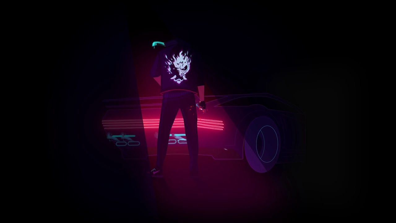 Neonlicht, Silhouette, Auto, Dunkel, Pink, 16:9, HD-Hintergrundbild für den Desktop