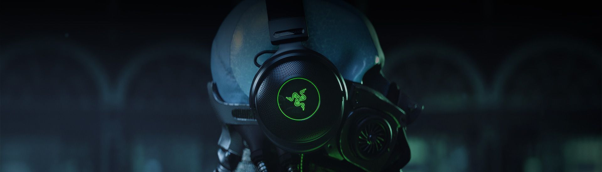 Razer, Gaming-Headset, Figur, Dunkel, Panorama, Hintergrund