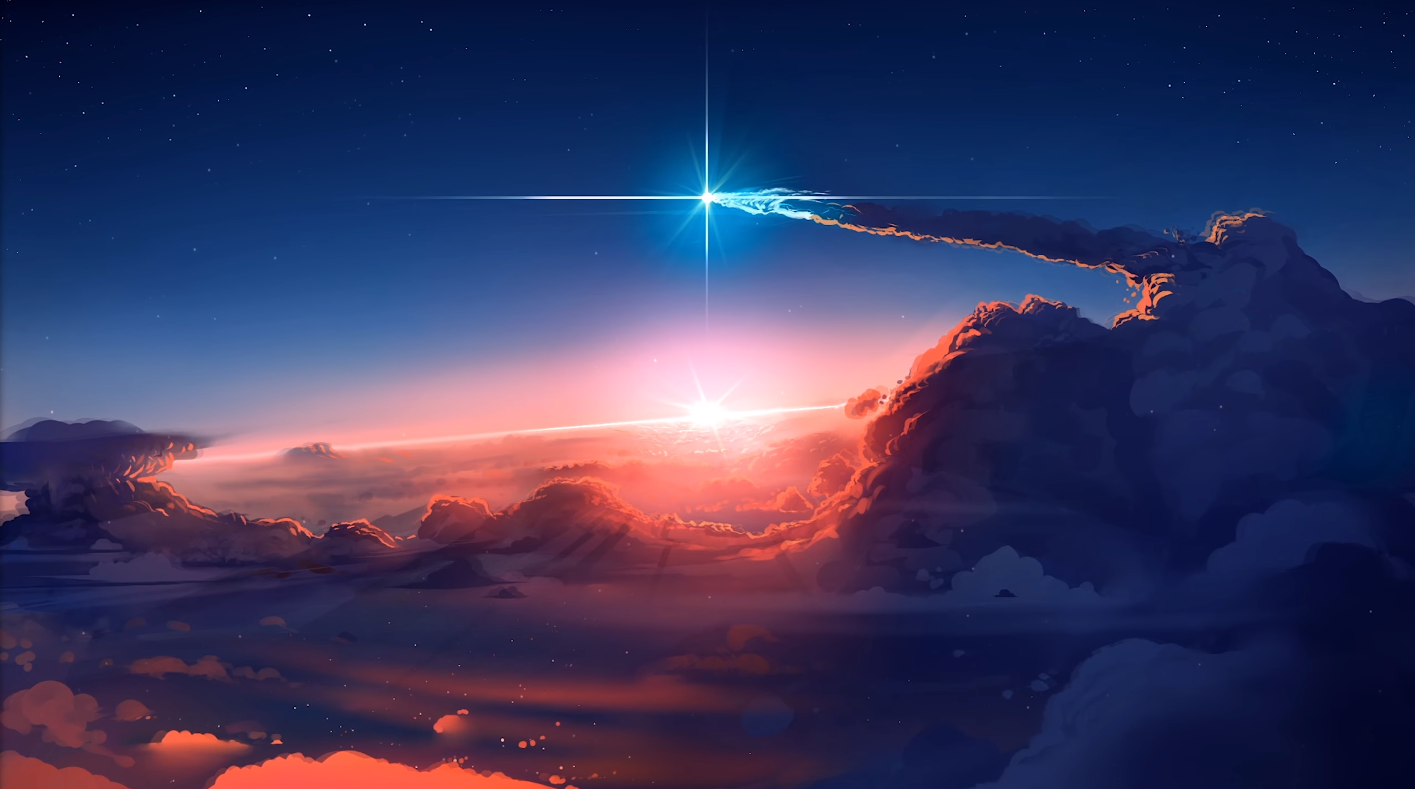 Wolken, Sonnenaufgang, Komet, Lichtstrahl, Himmel, 16:9, HD-Hintergrundbild für den Desktop