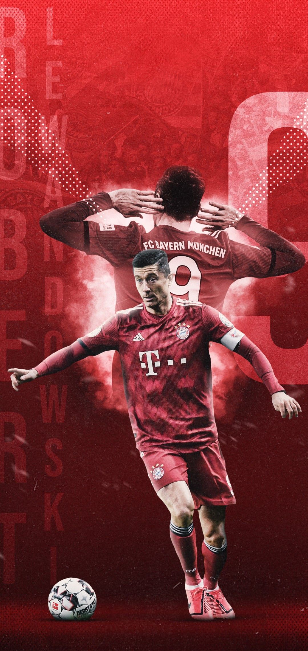 Robert Lewandowski, FC Bayern München, Fußball, Rot, Rückennummer 9, Full HD, Handy-Hintergrundbild