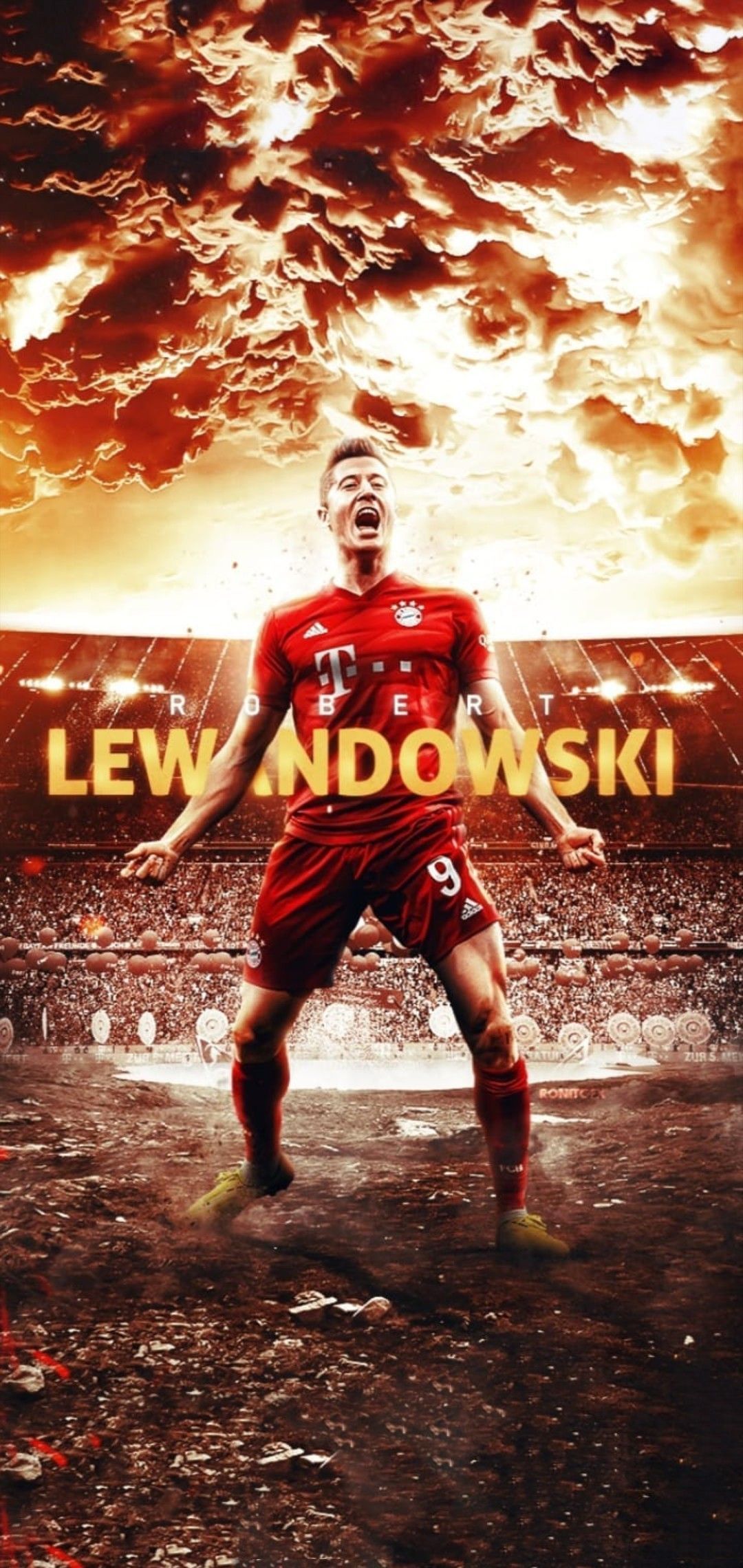 Robert Lewandowski, FC Bayern München, Stadion, Flammen, Schriftzug, Android-Hintergrundbild