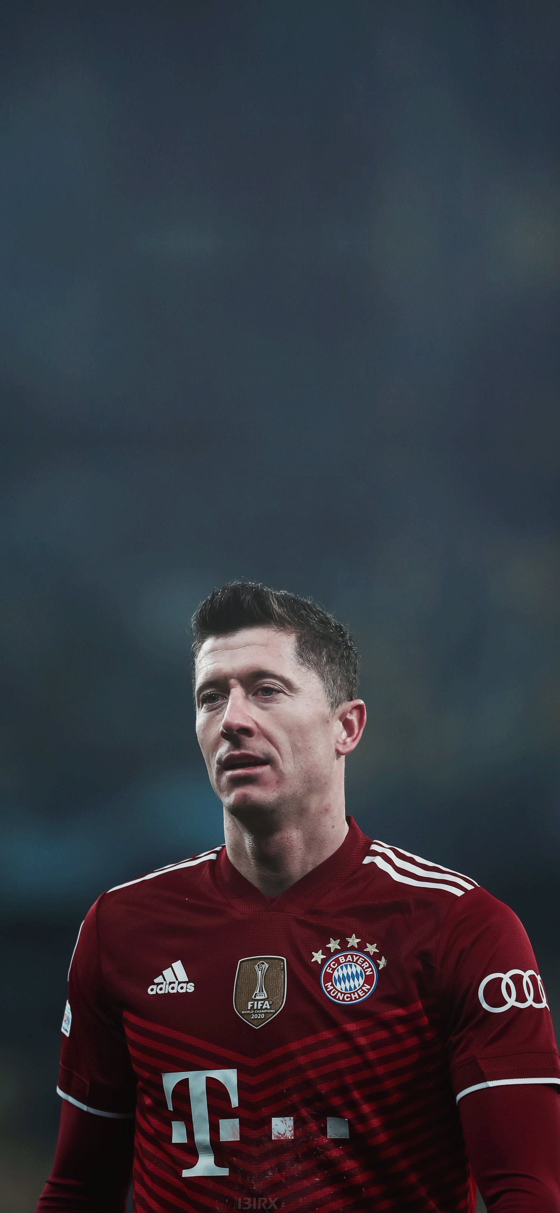 Robert Lewandowski, FC Bayern München, Porträt, Dunkler Hintergrund, Trikot, Sperrbildschirm