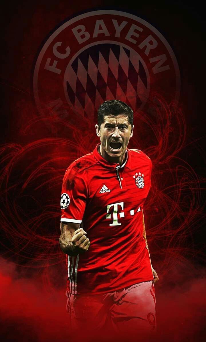 Robert Lewandowski, FC Bayern München, Vereinswappen, Rot-Schwarz, Fußballspieler, iPhone-Hintergrundbild