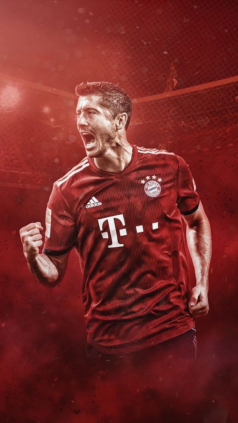 Robert Lewandowski, FC Bayern München, Faust, Rot, Stürmer, HD, Handy-Hintergrund