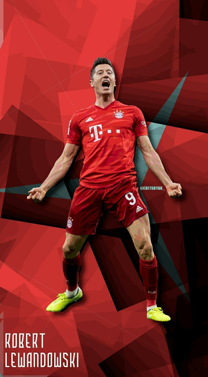 Robert Lewandowski, FC Bayern München, Geometrisch, Torjubel, Rot, HD, Handy-Hintergrundbild