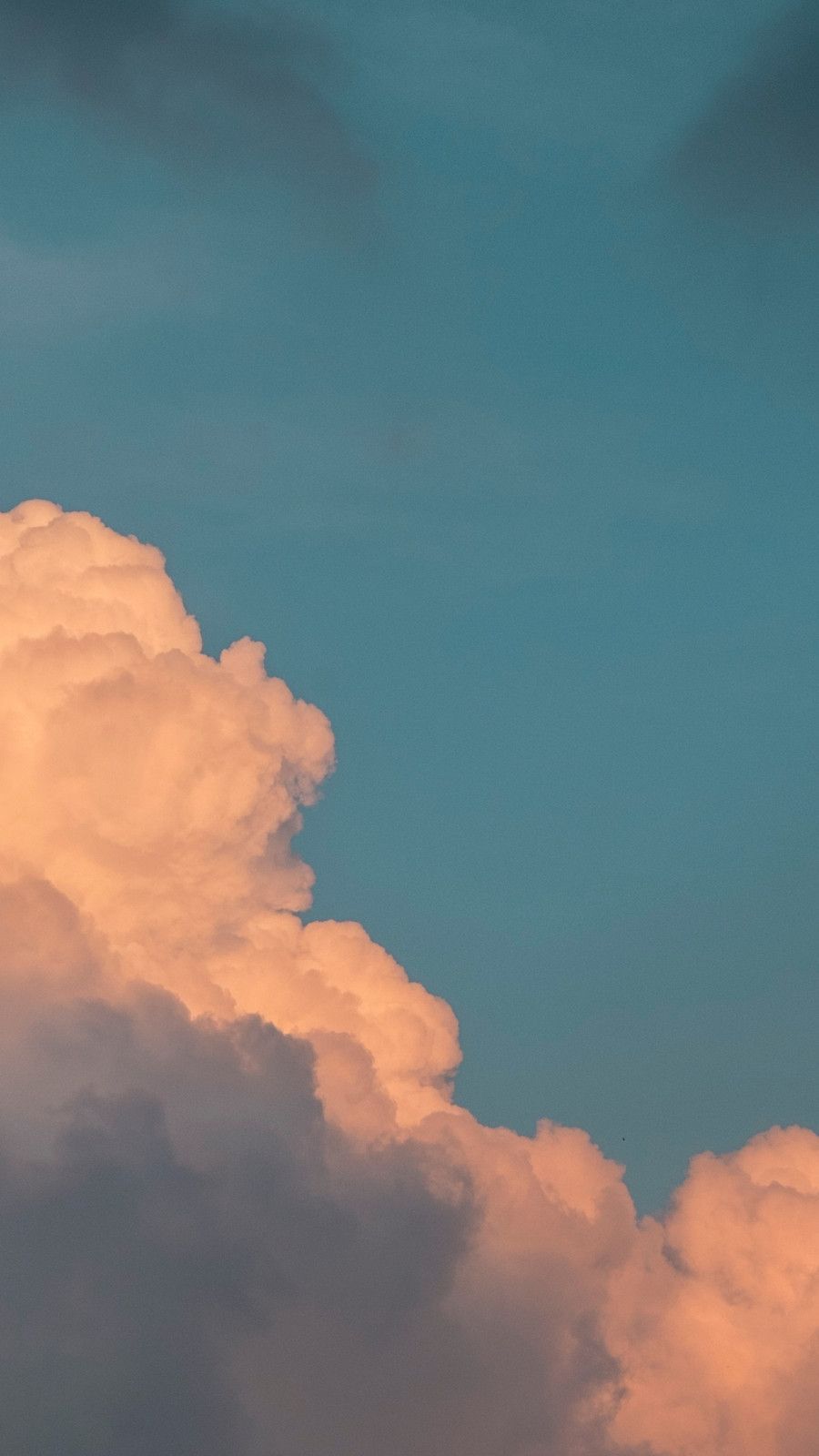Wolke, Abendlicht, Petrol, Orange, Minimalistisch, Hochformat, HD, iPhone-Hintergrundbild