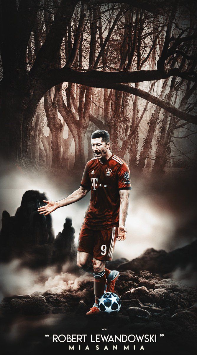 Robert Lewandowski, FC Bayern München, Wald, Düster, Fotomontage, Android-Hintergrundbild